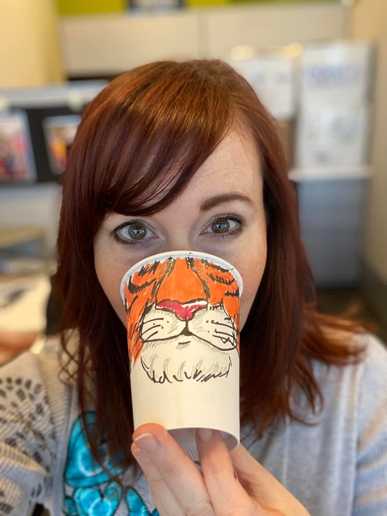 Tiger coffee cup doodle